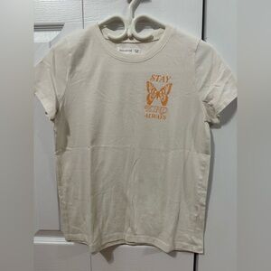 Abercrombie Kids Cream T-Shirt with Orange Graphic